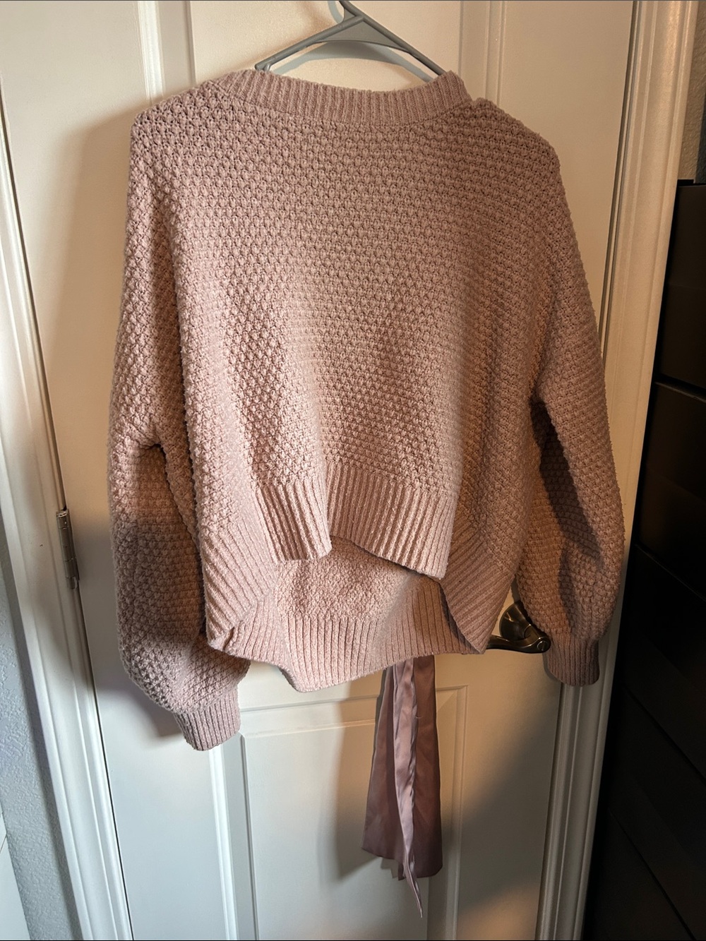 Pink Rose Blush Bubble Stitch Crewneck Sweater